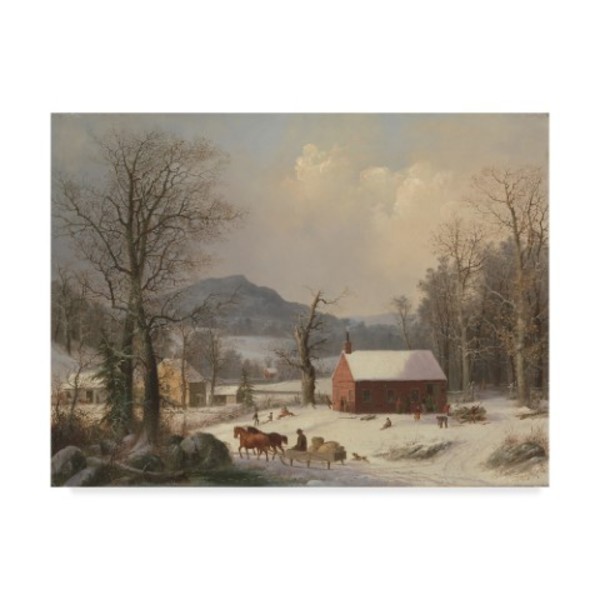 Trademark Fine Art George Henry Durrie 'Red School House Country Scene , 1858' Canvas Art, 24x32 BL02268-C2432GG